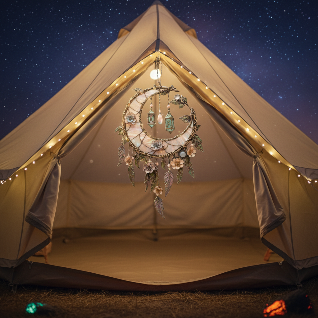 🔥🔥New Year Gift--🌙Hand-Painted Moon and Floral Window Decor💖--2D Acrylic