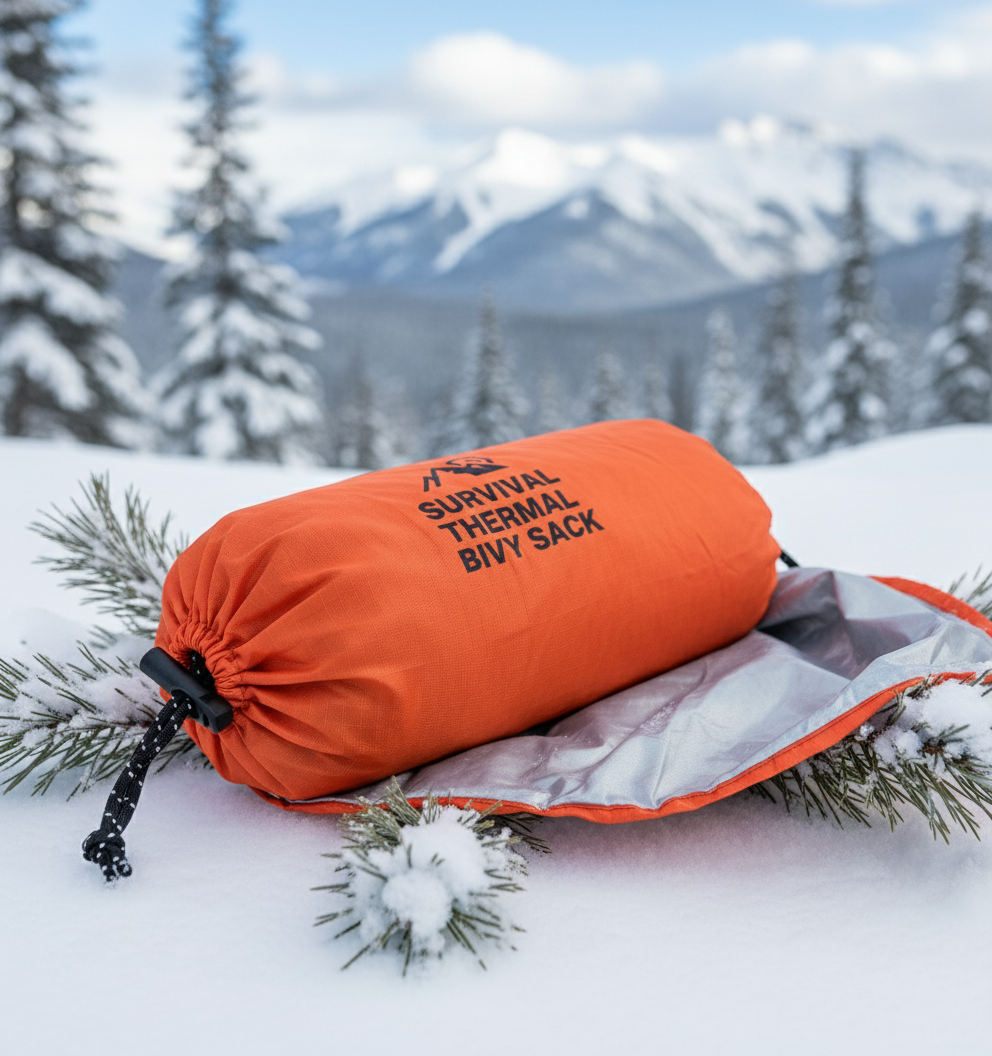 🏔️Survival Thermal Bivy Sack – Ultralight Waterproof Emergency Sleeping Bag for Hiking & Bug-Out Bags